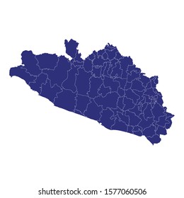 High Quality map of Guerrero is a state of Mexico, with borders of the municipalities