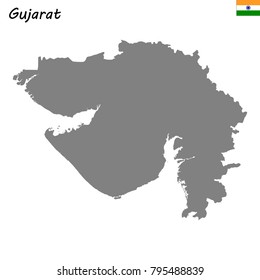 High Quality map of Gujarat is a state of India