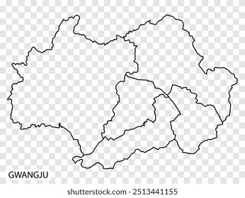 Hochwertige Karte von Gwangju ist eine Metropolitan Stadt Die Republik Korea, mit Grenzen der Regionen. Karte von Gwangju für Ihr Website-Design, App, UI. EPS10.