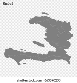 High quality map of Haiti with borders of the regions or counties 