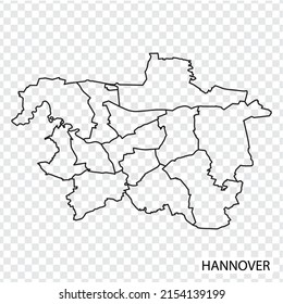 High Quality map of Hanover is a city of Germany. Map of Hannover  for your web site design, app, UI.  Lower Saxony. EPS10.