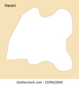High Quality map of Harari is a region of Ethiopia, with borders of the districts