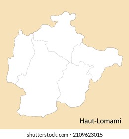 High Quality map of Haut-Lomami is a region of DR Congo, with borders of the districts