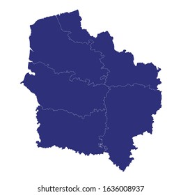 High Quality map of Hauts-de-France is a region of France, with borders of the departments