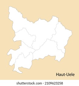 High Quality map of Haut-Uele is a region of DR Congo, with borders of the districts