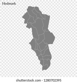 High Quality map of Hedmark County of Norway, with borders of municipality