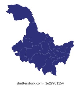 High Quality map of Heilongjiang is a province of China, with borders of the divisions