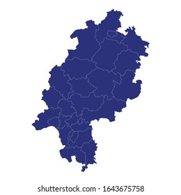 High Quality map of Hesse is a state of Germany, with borders of the regions