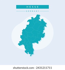 High Quality map of Hesse is a state of Germany, with borders of the regions