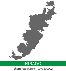 High quality map of Hirado is the island of Japan