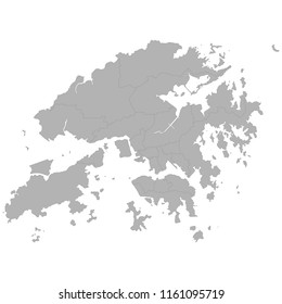 High quality map of Hong Kong with borders of the regions on white background