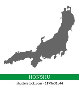 High quality map of Honshu is the island of Japan