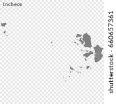 High Quality map of Incheon is a Metropolitan city of South Korea, with borders of the counties