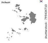 High Quality map of Incheon is a metropolitan city of South Korea