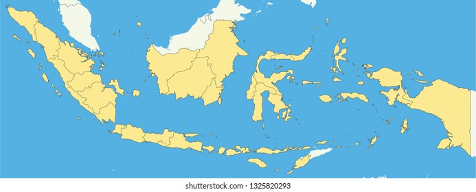 High quality map of Indonesia with borders of the regions
