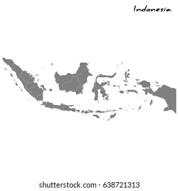 High quality map of Indonesia with borders of the regions