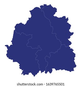 High Quality map of Indre is a department of France, with borders of the arrondissement
