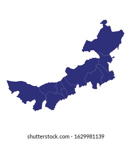 High Quality Map Of Inner Mongolia Autonomous Region Is A Province Of China, With Borders Of The Divisions