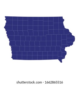 High Quality map of Iowa is a state of United States of America with borders of the counties