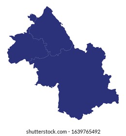 High Quality map of Isere is a department of France, with borders of the arrondissement