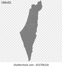 High quality map of Israel with borders of the regions or counties