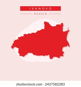 Mapa de alta calidad del óblast de Ivanovo es una región de Rusia con fronteras de los distritos