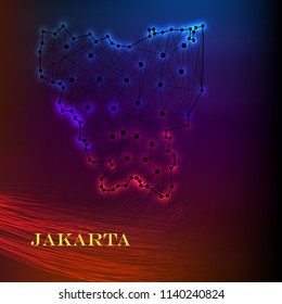 High Quality map of Jakarta is a city of Indonesia, with borders of the regions