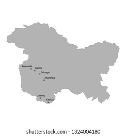 High Quality map of Jammu and Kashmir is a state of India. With main cities location