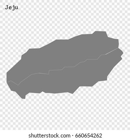 High Quality map of Jeju is a province of South Korea, with borders of the counties