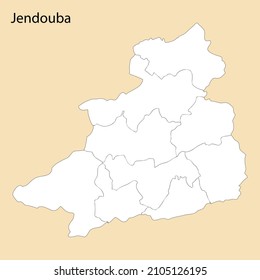 High Quality map of Jendouba is a region of Tunisia, with borders of the districts