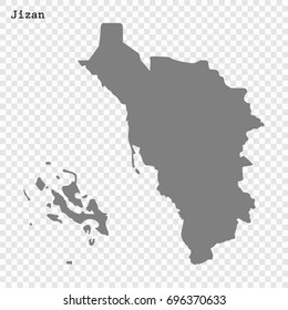 High quality map of Jizan is a region of Saudi Arabia