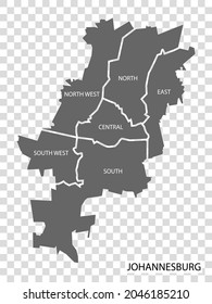 High Quality map of Johannesburg is a city of  South Africa, with borders of the districts. Every region is with titles. Map of Johannesburg   for your  design. EPS10.