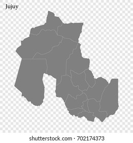 High Quality map of Jujuy province is a district of Argentina with borders of the departments