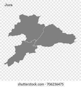 High Quality map of Jura is a canton of Switzerland, with borders of the districts