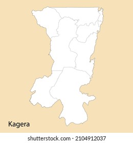 High Quality map of Kagera is a region of Tanzania, with borders of the districts