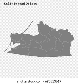 High Quality map of Kaliningrad Oblast is a region of Russia with borders of the districts