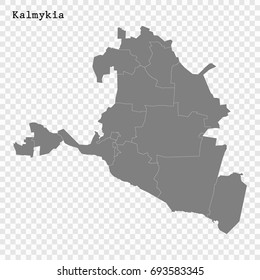 High Quality map of Kalmykia is a region of Russia with borders of the districts