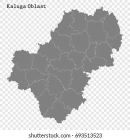 High Quality map of Kaluga Oblast is a region of Russia with borders of the districts