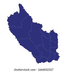 High Quality map of Kanchanaburi is a province of Thailand, with borders of the districts