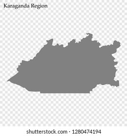 High Quality map of Karaganda Region of Kazakhstan, with borders of districts