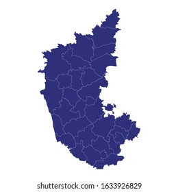 High Quality map of Karnataka is a state of India, with borders of the divisions