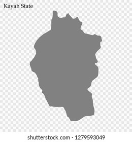 High Quality map of Kayah State is a district of Myanmar