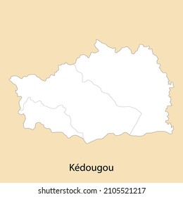 Hochwertige Karte von Kedougou ist eine Region des Senegals, mit Grenzen der Bezirke