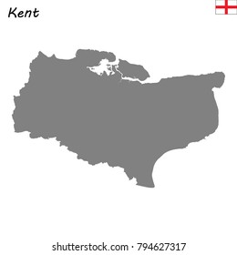 High Quality map of Kent is a ceremonial county of England