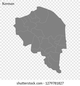 High Quality map of Kerman is  province of Iran, with borders of the municipalities