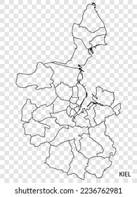 High Quality map of Kiel is a city  The Germany, with borders of the districts. Map of Kiel for your web site design, app, UI. EPS10. svg