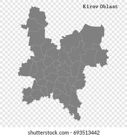 High Quality map of Kirov Oblast is a region of Russia with borders of the districts