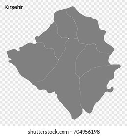 High Quality map of Kirsehir is a province of Turkey, with borders of the Districts