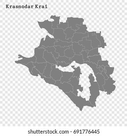 Mapa de alta calidad de Krasnodar Krai es una región de Rusia con fronteras de distritos