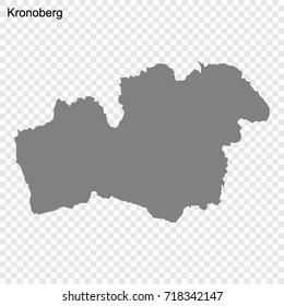 High Quality map of Kronoberg is a county of Sweden, with borders of the Municipalities